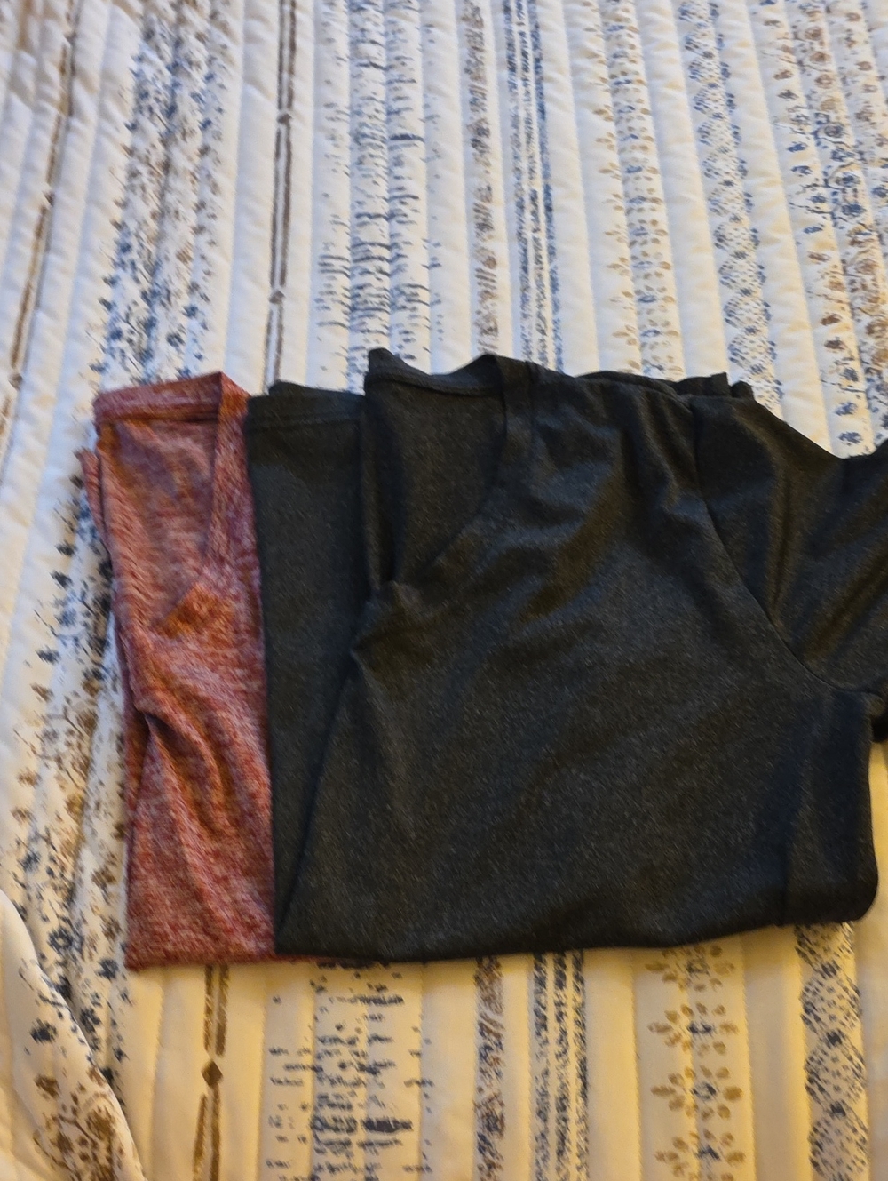 Two Lightweight Athletic Tops - Black and Heather Burgundy